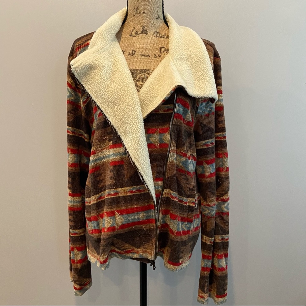 Lauren Ralph Lauren Aztec Sherpa Moto Jacket